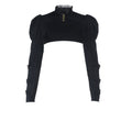 Long puff sleeve button buckle lace hem shrug top  | Festival Outfits Women