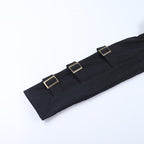 Long puff sleeve button buckle lace hem shrug top  | Festival Outfits Women