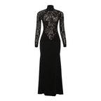 High neck long sleeve zip-up ruched maxi dress  | Festival Outfits Women