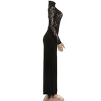 High neck long sleeve zip-up ruched maxi dress  | Festival Outfits Women