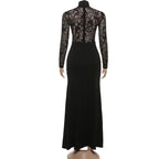 High neck long sleeve zip-up ruched maxi dress  | Festival Outfits Women