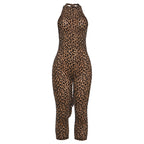Halter backless leopard print jumpsuit  | Festival Outfits Women