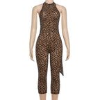 Halter backless leopard print jumpsuit  | Festival Outfits Women
