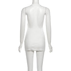 U neck hollow out letter pattern cut out mini dress  | Festival Outfits Women