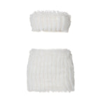 Fluffy backless tube mini skirt set  | Festival Outfits Women