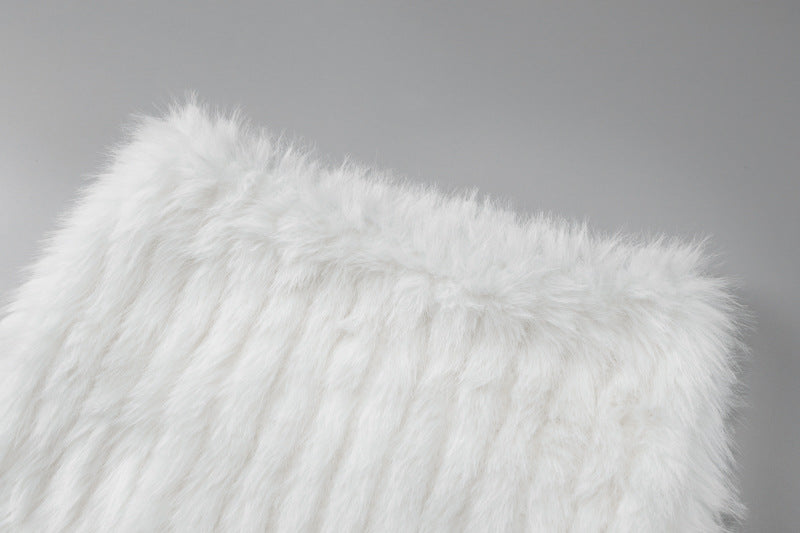 Fluffy backless tube mini skirt set  | Festival Outfits Women