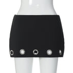 Hollow out A line solid cut out mini skirt  | Festival Outfits Women