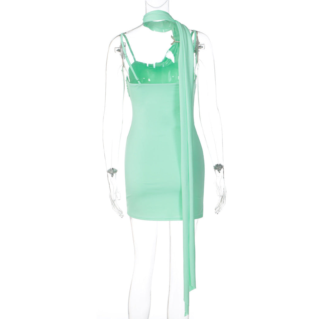 Ruched cowl neck backless cami mini dress  | Festival Outfits Women