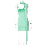 Ruched cowl neck backless cami mini dress  | Festival Outfits Women