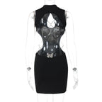 Hollow out o ring backless sleeveless cut out mini dress  | Festival Outfits Women