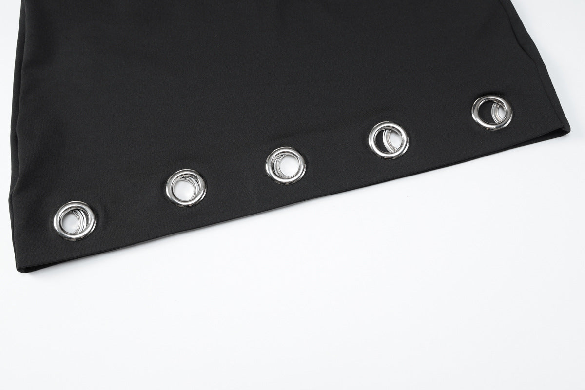 Hollow out A line solid cut out mini skirt  | Festival Outfits Women