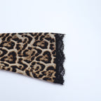 Leopard print lace hem v neck long sleeve self tie top  | Festival Outfits Women  | Cheetah Print Top