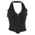 Halter v neck backless button top  | Festival Outfits Women