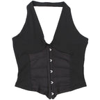 Halter v neck backless button top  | Festival Outfits Women