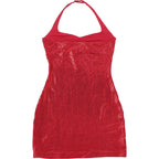 Halter backless metallic mini dress  | Festival Outfits Women