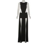 Crewneck sleeveless button slit maxi skirt set  | Festival Outfits Women