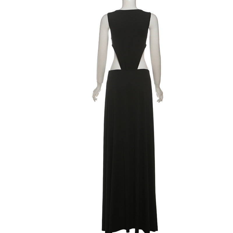 Crewneck sleeveless button slit maxi skirt set  | Festival Outfits Women