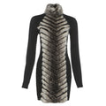 High neck fluffy long sleeve zip-up mini dress  | Festival Outfits Women