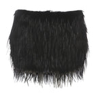 Fluffy solid zip-up mini skirt  | Festival Outfits Women
