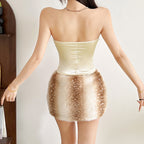 Zip-up fluffy contrast mini skirt  | Festival Outfits Women
