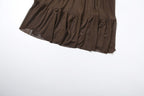 Sheer mesh ruched solid maxi skirt  | Festival Outfits Women