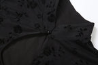 Long flared sleeve hollow out flower print cut out mini dress  | Festival Outfits Women