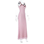 Bowknot lace ruffle v neck cami maxi dress  | Festival Outfits Women