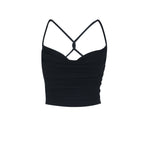 Cross back cowl neck backless solid cami top  | Festival Outfits Women