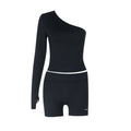 Long sleeve gloves one shoulder irregular pant set  | Festival Outfits Women