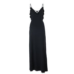 Self tie ruffle v neck backless cami maxi dress  | Festival Outfits Women