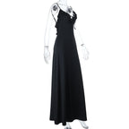 Self tie ruffle v neck backless cami maxi dress  | Festival Outfits Women