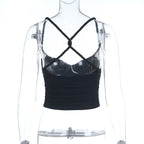Cross back cowl neck backless solid cami top  | Festival Outfits Women