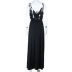 Self tie ruffle v neck backless cami maxi dress  | Festival Outfits Women