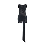 Crewneck ruched irregular sleeveless mini dress  | Festival Outfits Women