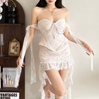Sweetheart neck beaded lace tube top  | Festival Outfits Women