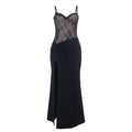 Lace hem v neck ruched slit cami maxi dress  | Festival Outfits Women