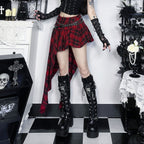 Plaid irregular A line contrast mini skirt  | Festival Outfits Women