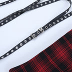 Plaid irregular A line contrast mini skirt  | Festival Outfits Women