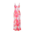 V neck print backless cami maxi dress  | Festival Outfits Women