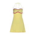 Self tie halter backless contrast mini dress  | Festival Outfits Women