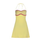Self tie halter backless contrast mini dress  | Festival Outfits Women