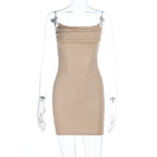 U neck ruched backless cami mini dress  | Festival Outfits Women