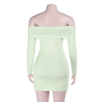 Off shoulder long sleeve ruched tube mini dress  | Festival Outfits Women