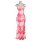 V neck print backless cami maxi dress  | Festival Outfits Women