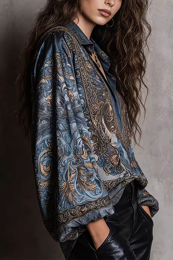 Paisley Jacquard Marble Satin Shirt