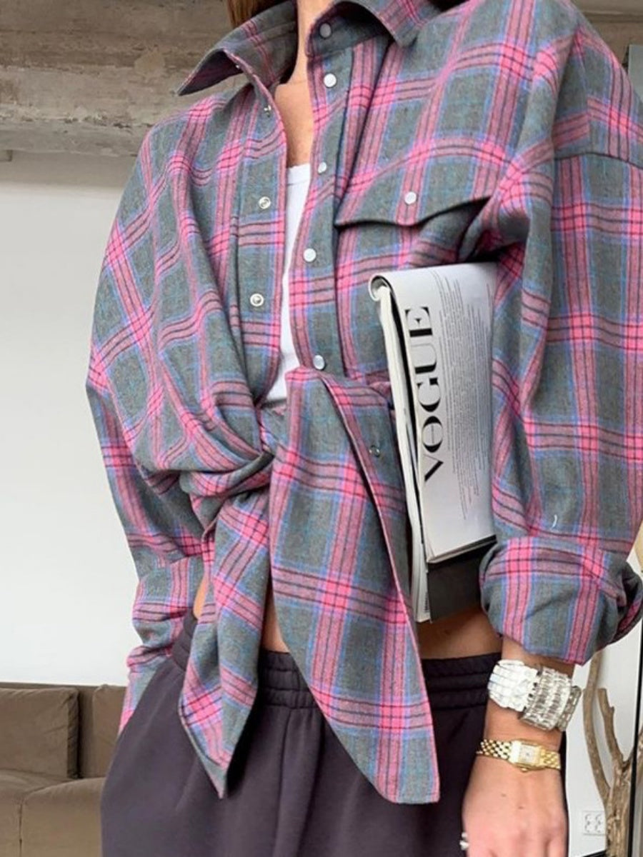 Plaid Oversize Coat Shirts
