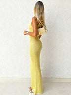 U-neck Hip-hugging Sleeveless Tank Tops Knitting Maxi Dresses