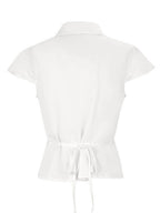 Flying Sleeves Gathering Slim-fit Lapel Shirts