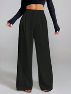 Solid Color Loose Button-down Suit Trousers