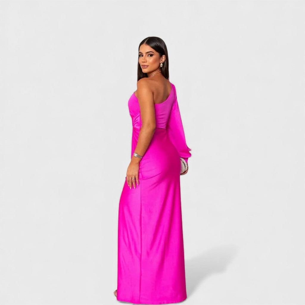 The Celeste — One-Shoulder Satin Maxi Dress